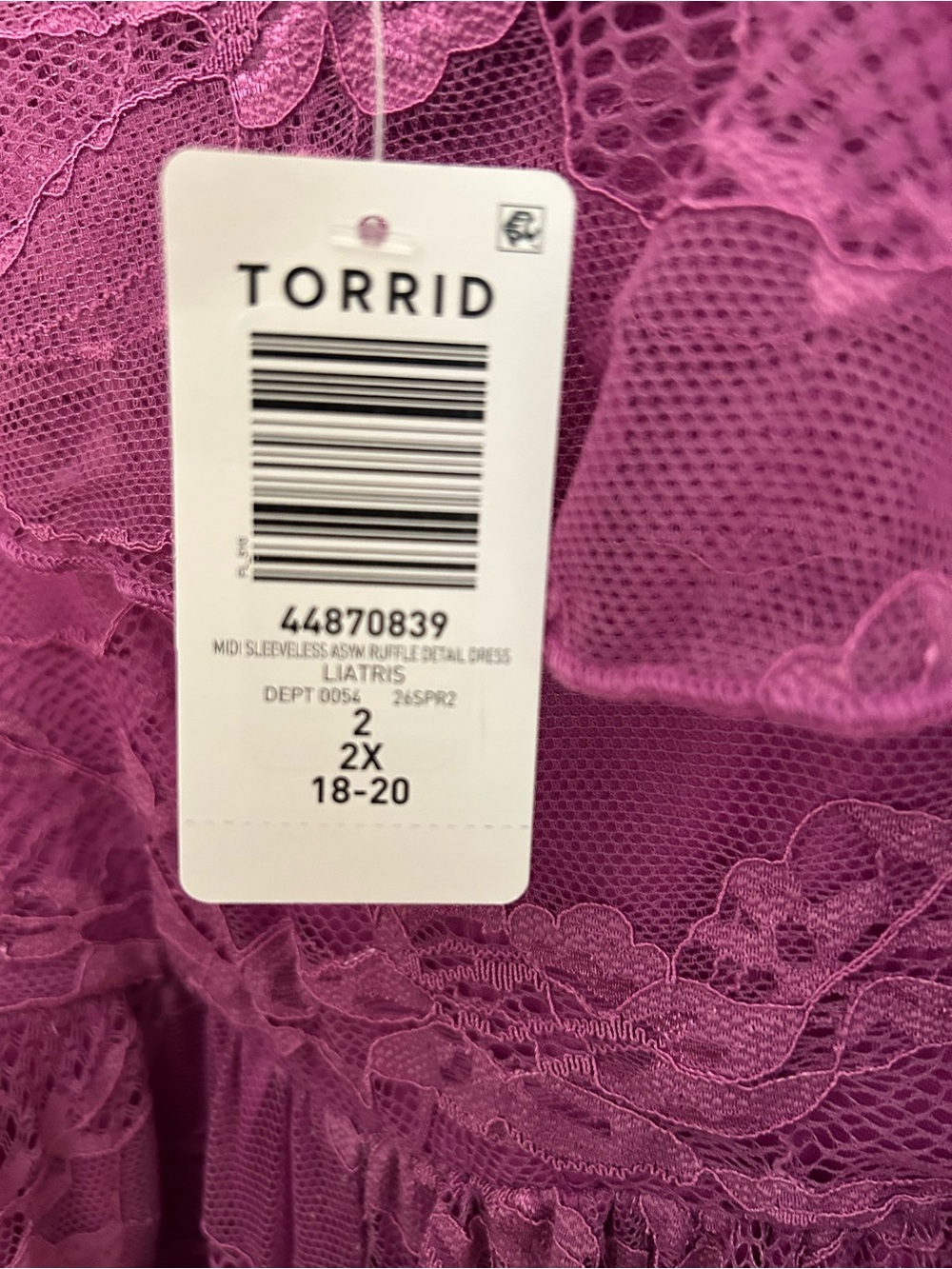 Torrid Purple Lace High-Low Ruffle Dress - Picture 4 of 8